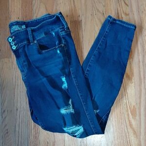 Torrid Dark Blue Distressed Skinny Jeans